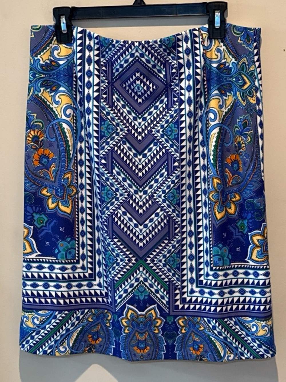 ANTONIO MELANI Blue Paisley & Geometric Swim Sarong Skirt